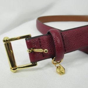 Lauren Ralph Lauren Belt Red Faux Stingray Texture  Medium Gold Buckle Charm